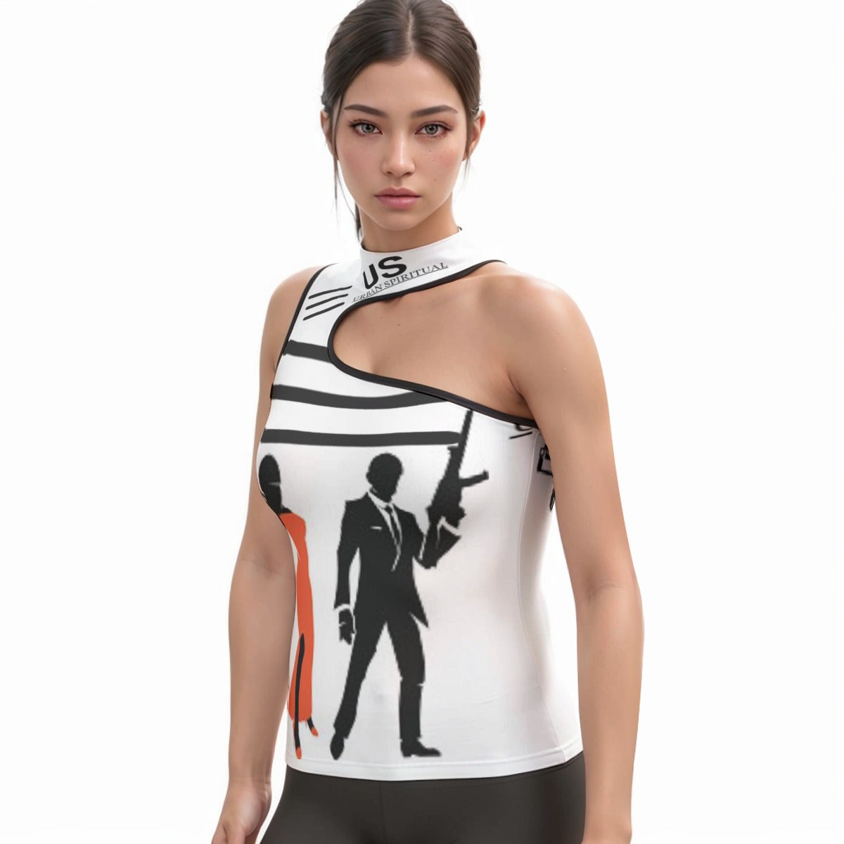 US URBAN SPIRITUAL Halter Sleeveless Asymmetrical Tank Top