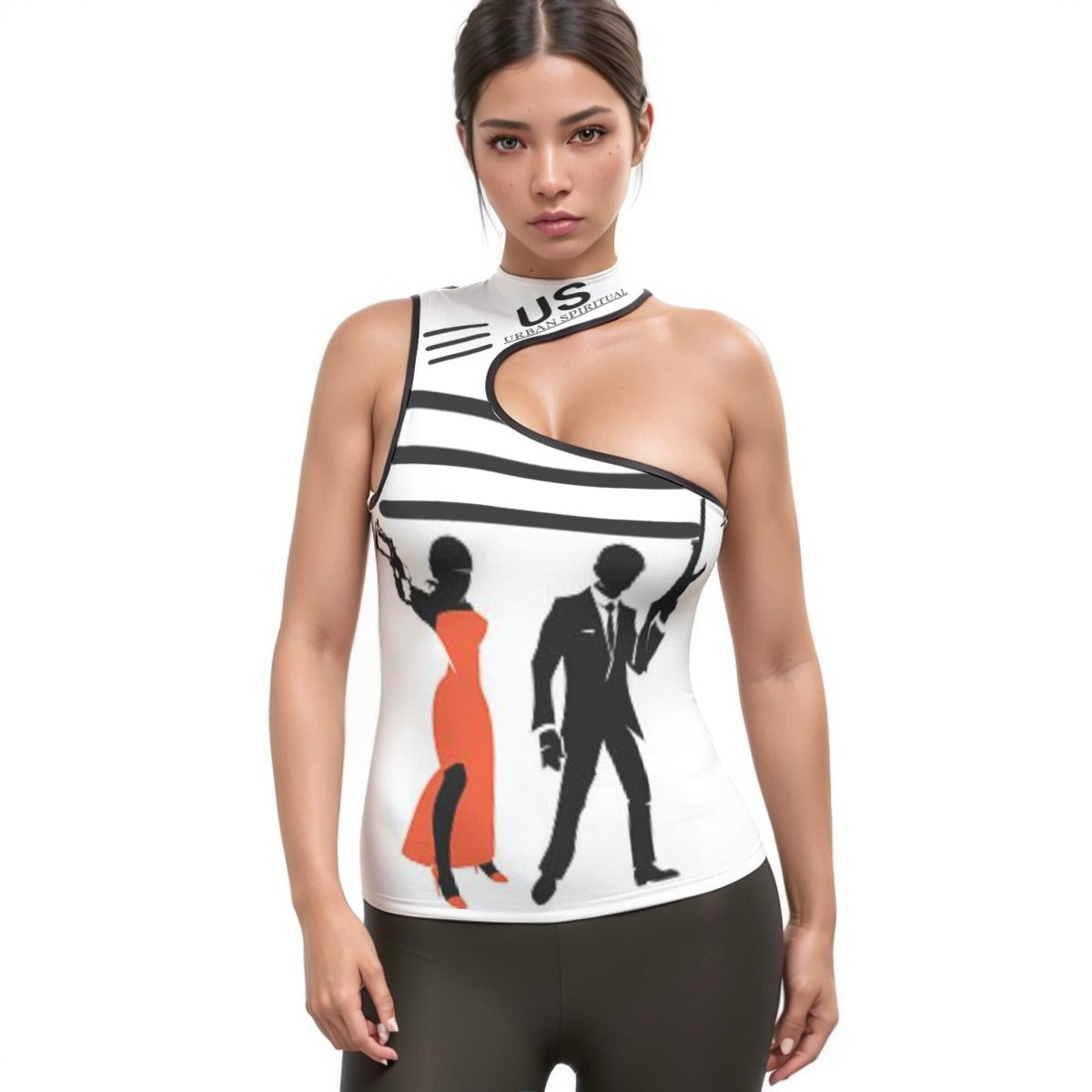 US URBAN SPIRITUAL Halter Sleeveless Asymmetrical Tank Top