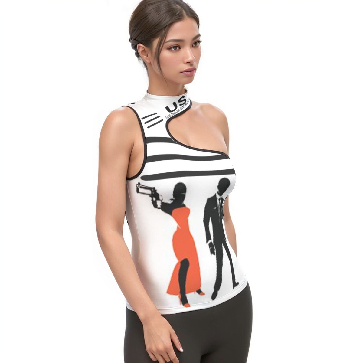 US URBAN SPIRITUAL Halter Sleeveless Asymmetrical Tank Top