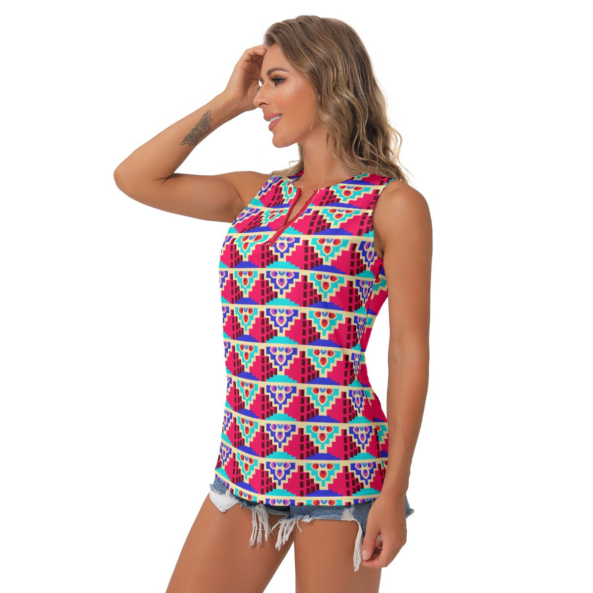 US Sleeveless V-Neck Top